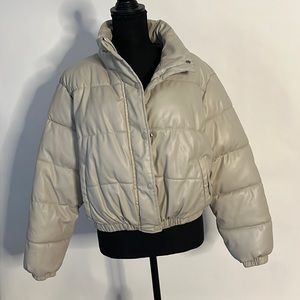 Faux leather puffer jacket